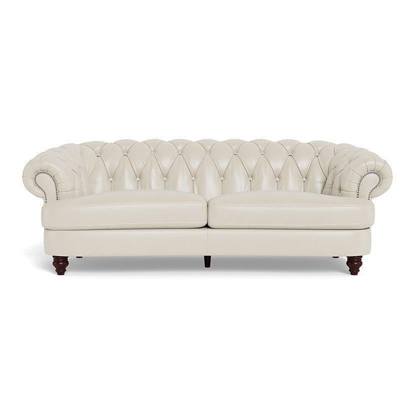 Clara Tufted Leather Sofa - Vanilla White - Your Western Decor