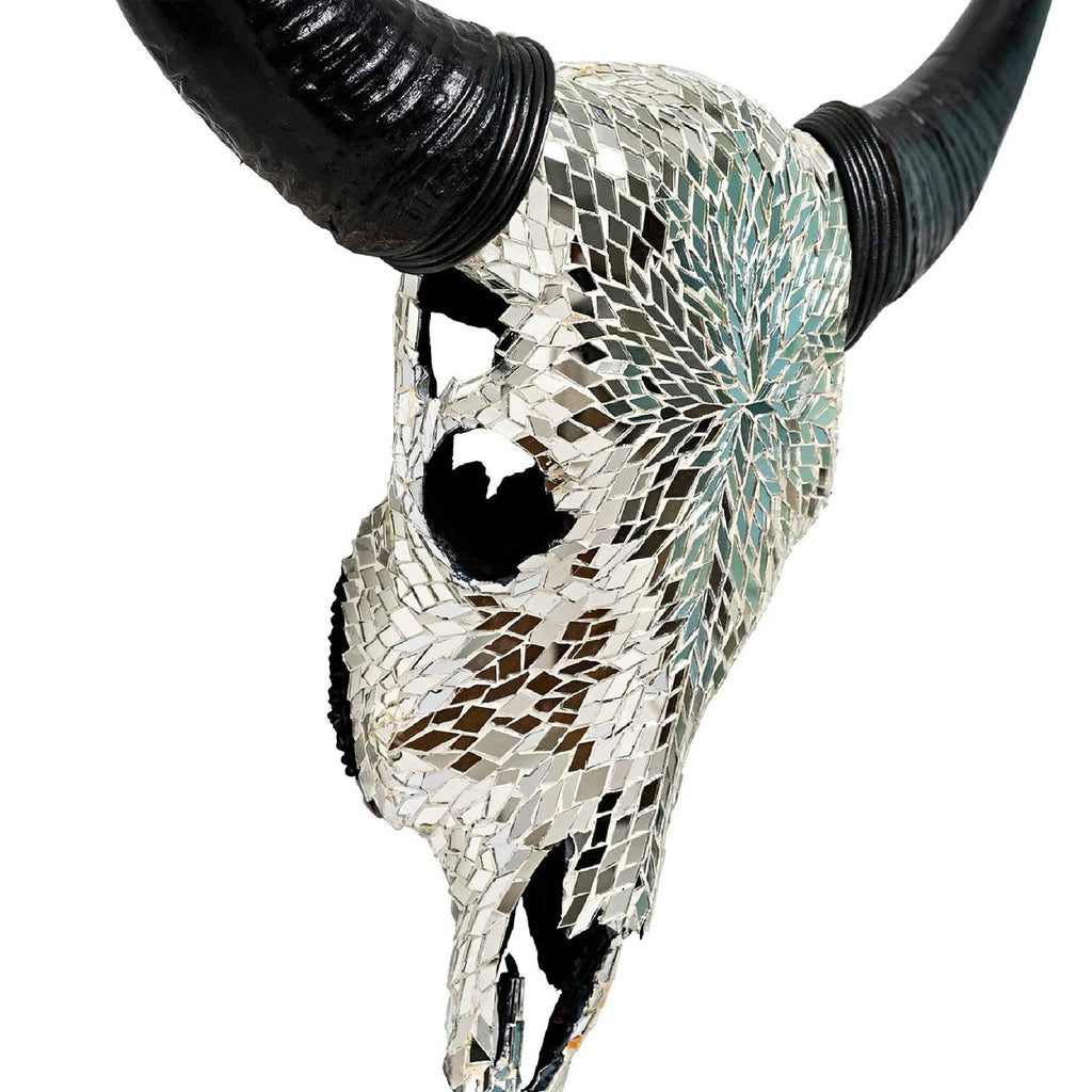 Clear Glass Mosaic Steer Skull - Your Western Decor
