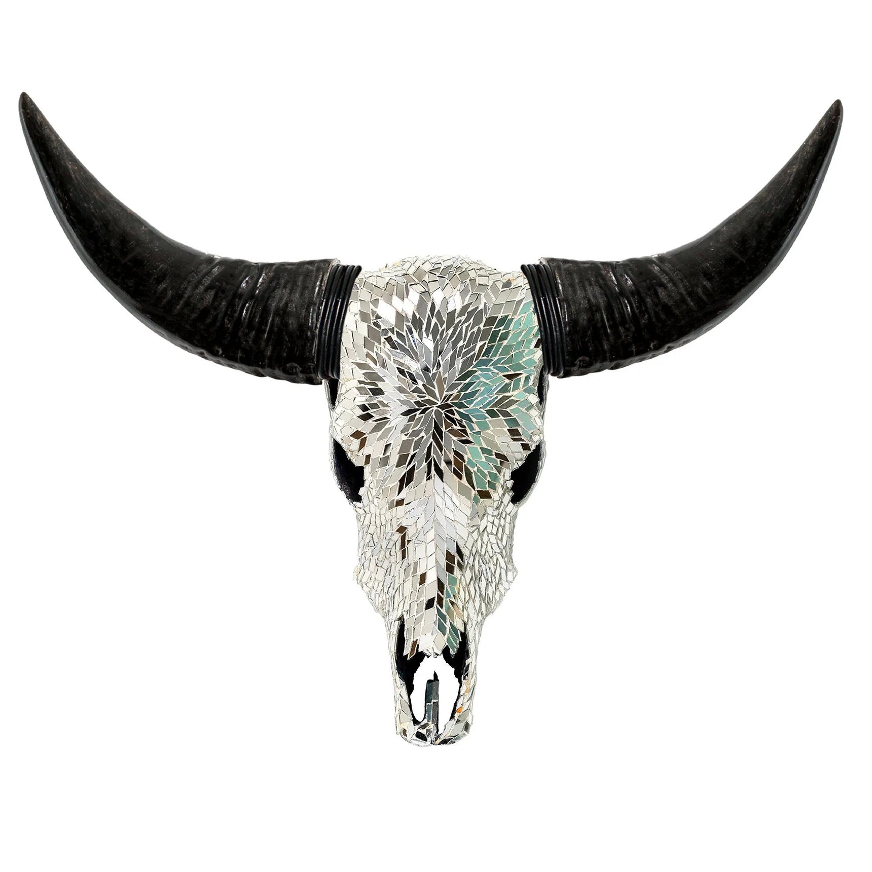 Clear Glass Mosaic Steer Skull - Your Western Decor