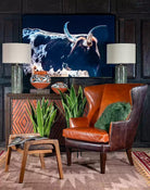 American made Cognac Stamped Leather Accent Chair room setting - Your Western Decor