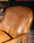 Cowhide & Leather Swivel Barrel Chair - Your Western Decor