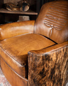 Cowhide & Leather Swivel Barrel Chair - Your Western Decor