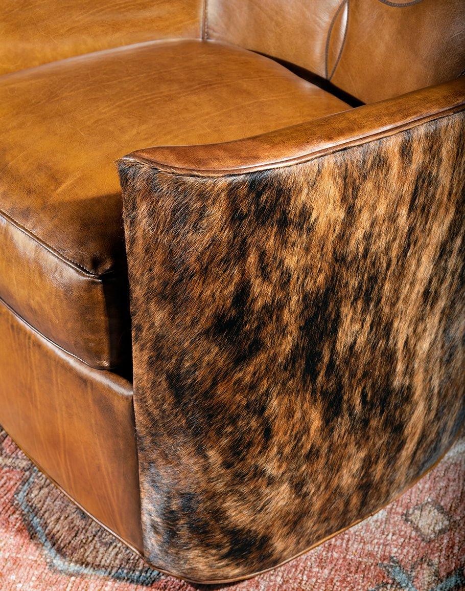 Cowhide & Leather Swivel Barrel Chair - Your Western Decor