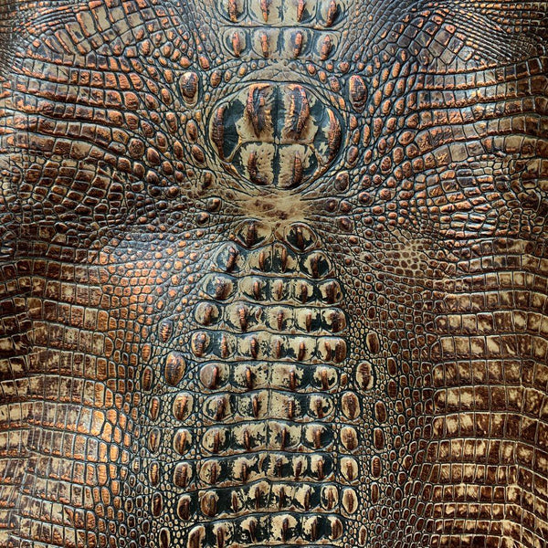 Croc Brown Copper Embossed Leather | Custom Upholstery – Your
