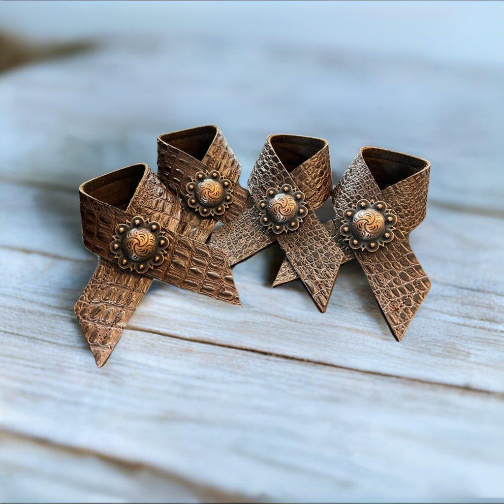 Croc embossed leather napkin rings by Your Western Decor