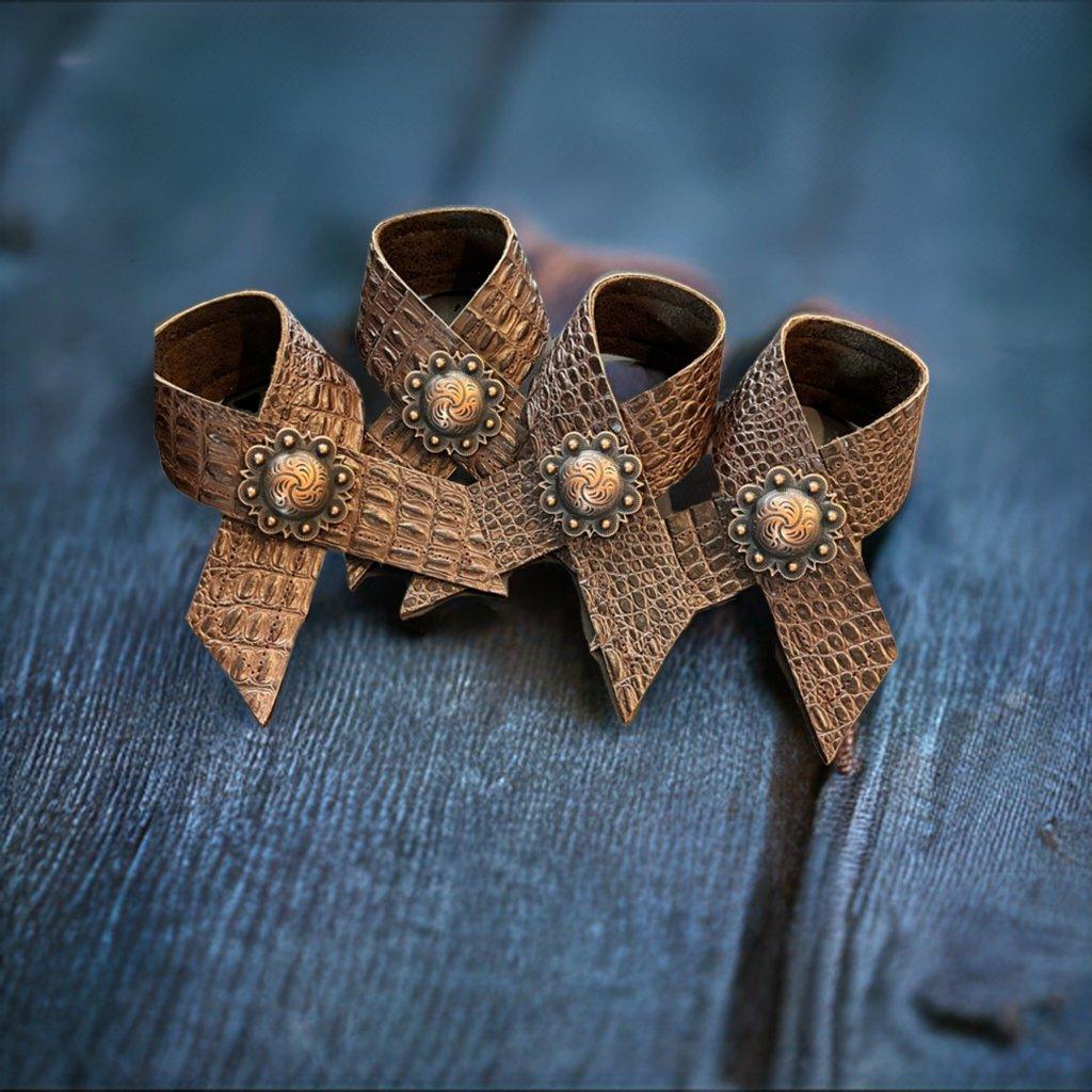 Croc embossed leather napkin rings by Your Western Decor