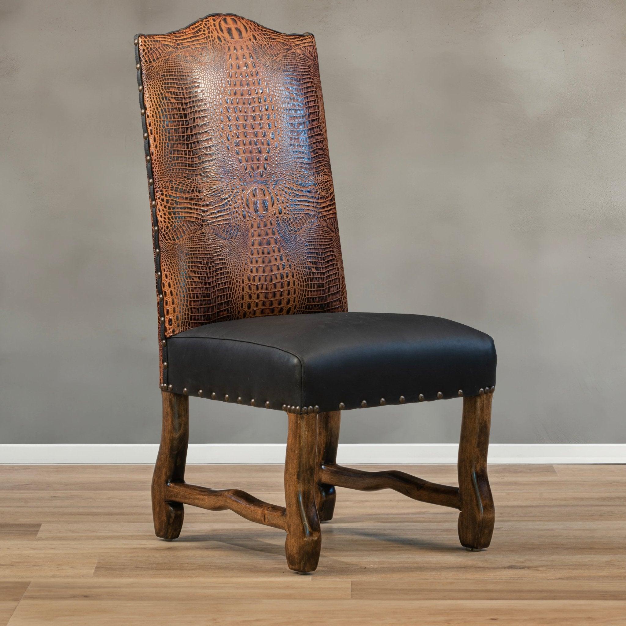 American mad Nile Croc Leather Side Chair - Your Western Decor