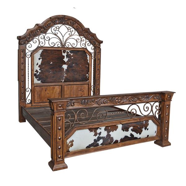 Custom Alicante Bed with cowhide or leather upholstery - Your Western Decor