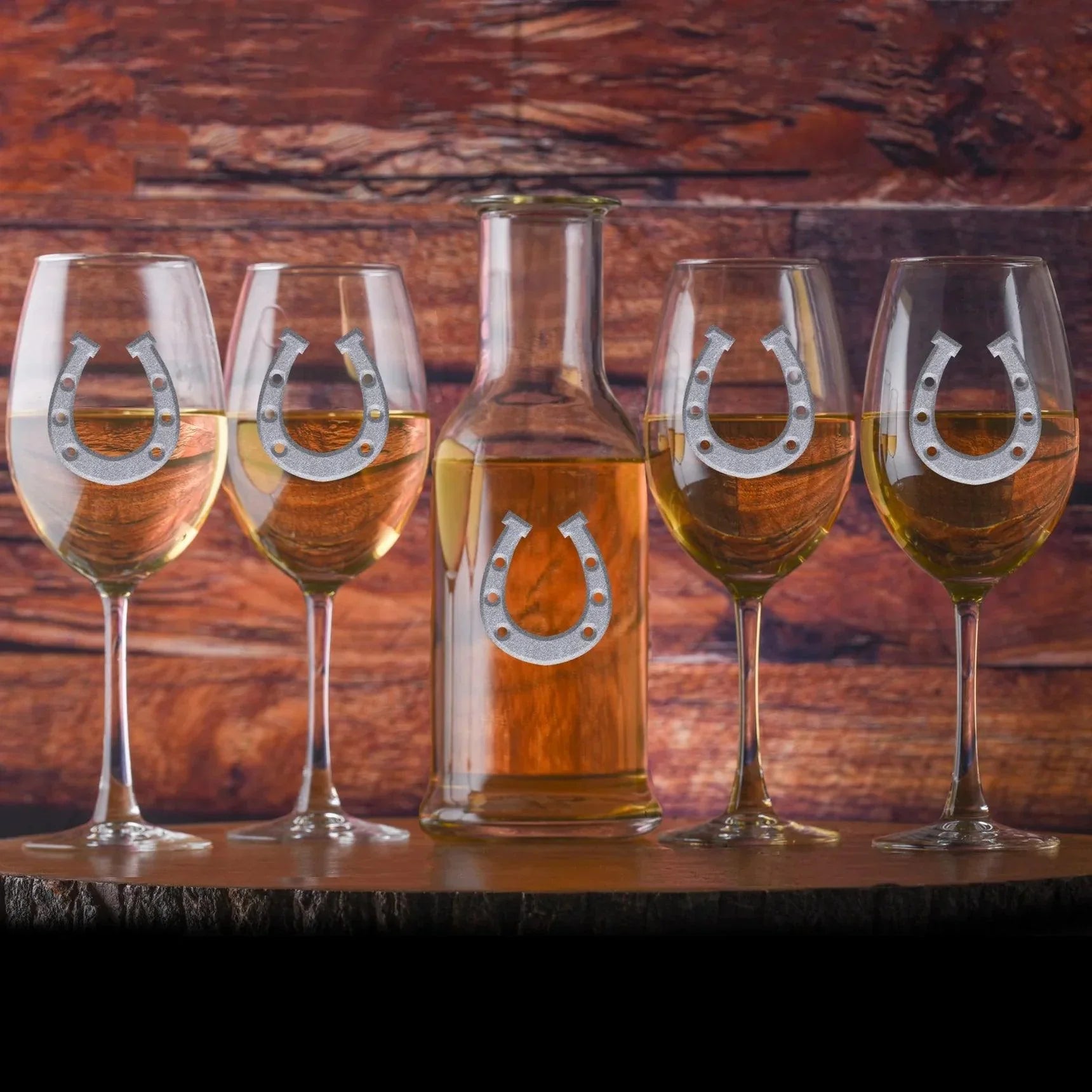 Deep Carved Horseshoe Wine Glasses 