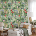 Desert Plant Life Wallpaper - peel & stick - Cactus, flowers & succulents - Your Western Decor