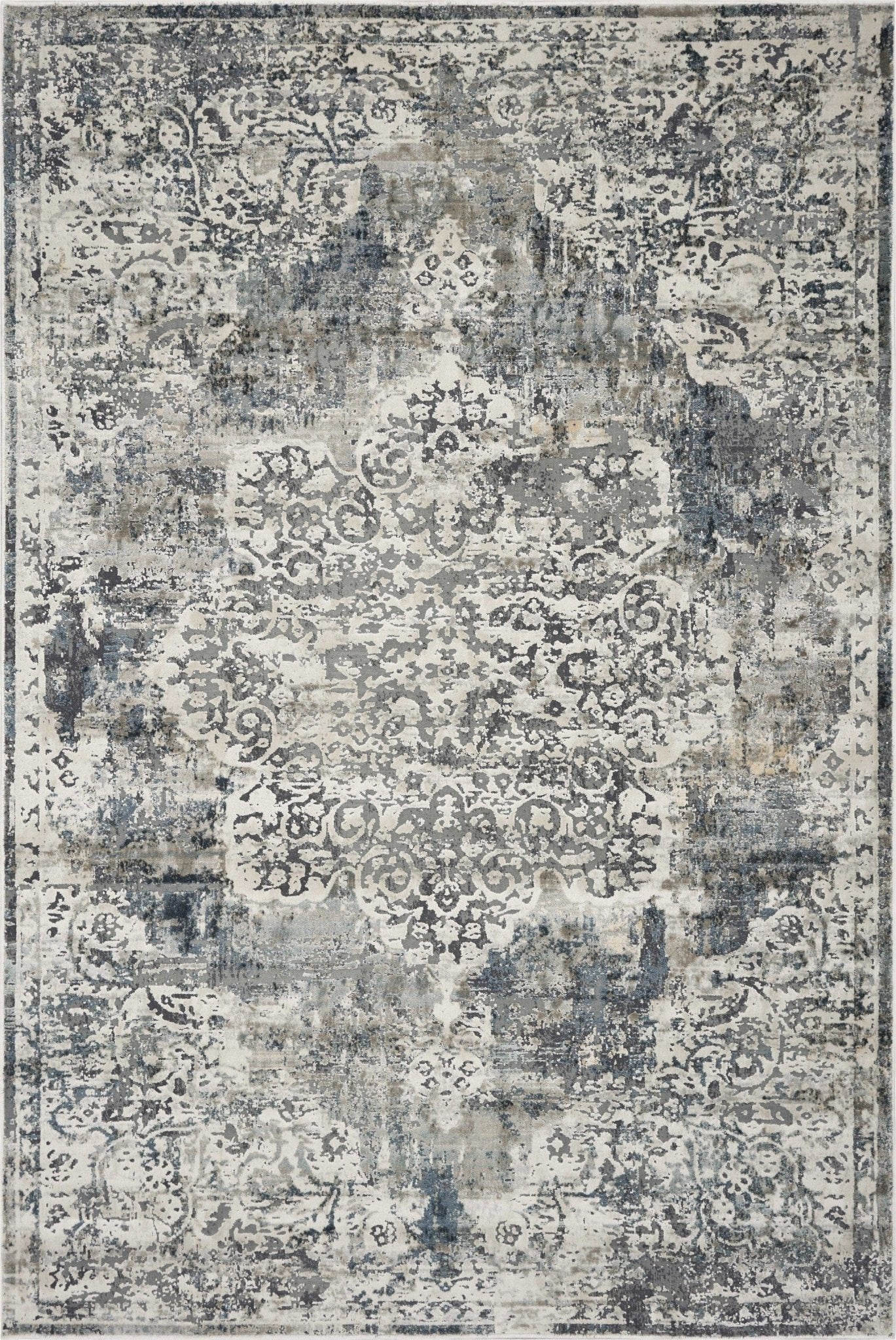 Destressed Grey Patterned Bentley Rug 3'x5' - Your Western Decor