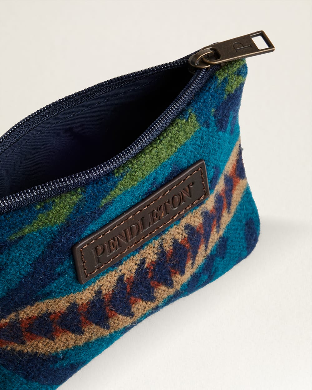 Diamond Desert ID Pouch - Blue, Tan, Burnt Orange & Green - Keychain attachment - Zipper closure - Your Western Decor