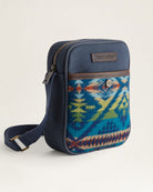 Diamond Desert Crossbody Satchel- Blue, Tan, Burnt Orange, Green - Leather Pendleton Logo - Your Western Decor