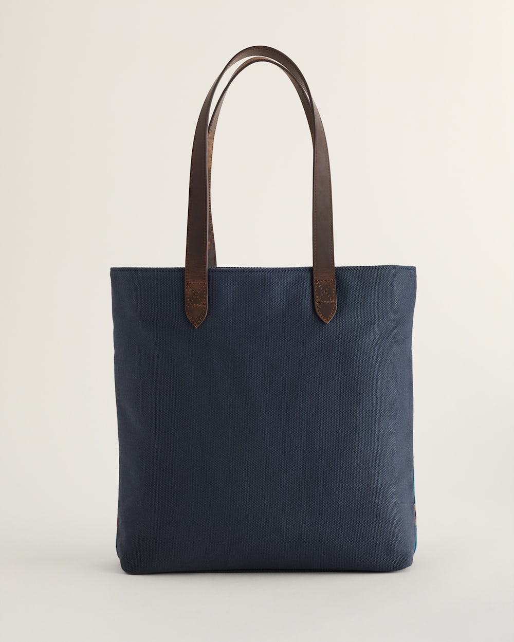 Diamond Desert Market Tote - Blue, Back - Brown Leather Straps - Two front pockets- Your Western Decor