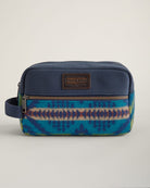 Diamond Desert Toiletry Bag - Blue, Tan, Burnt Orange & Green - Front zipper pouch - Leather Pendleton Logo - Your Western Decor