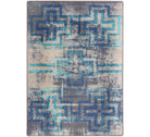 5x8 Southwestern area rug in blues, grey and beige made in the USA - Your Western Decor