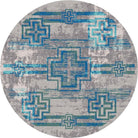 Distressed Bounty Glacier Round Area Rug in grey and blues made in the USA - Your Western Decor