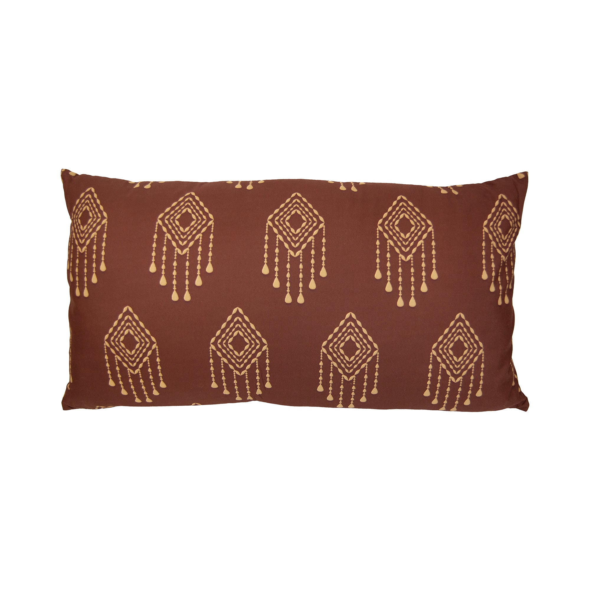 Lumbar Dream Catcher Pillow - 12 x 22 - Burgundy & Tan Stitching - Your Western Decor