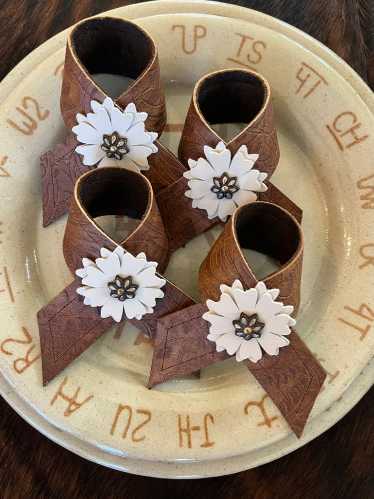 Denver Leather 4-pc Western Napkin Rings - Handmade in Oregon by Your Western Decor
