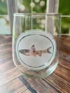 Seep sand carved fish stemless wine glass made in the USA - Your Western Decor