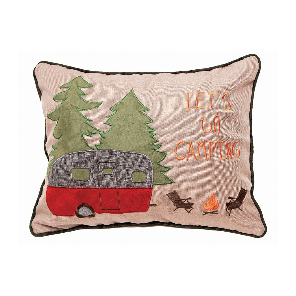 Embroidered Camping Accent Pillow - Your Western Decor
