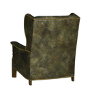 Back of vintage-style green leather armchair with worn leather finish - Your Western Decor