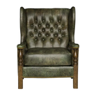 Tufted green leather luxury leather armchair - Your Western Decor