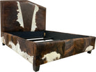 western upholstered cowhide bed frame brindle hair on hide leather