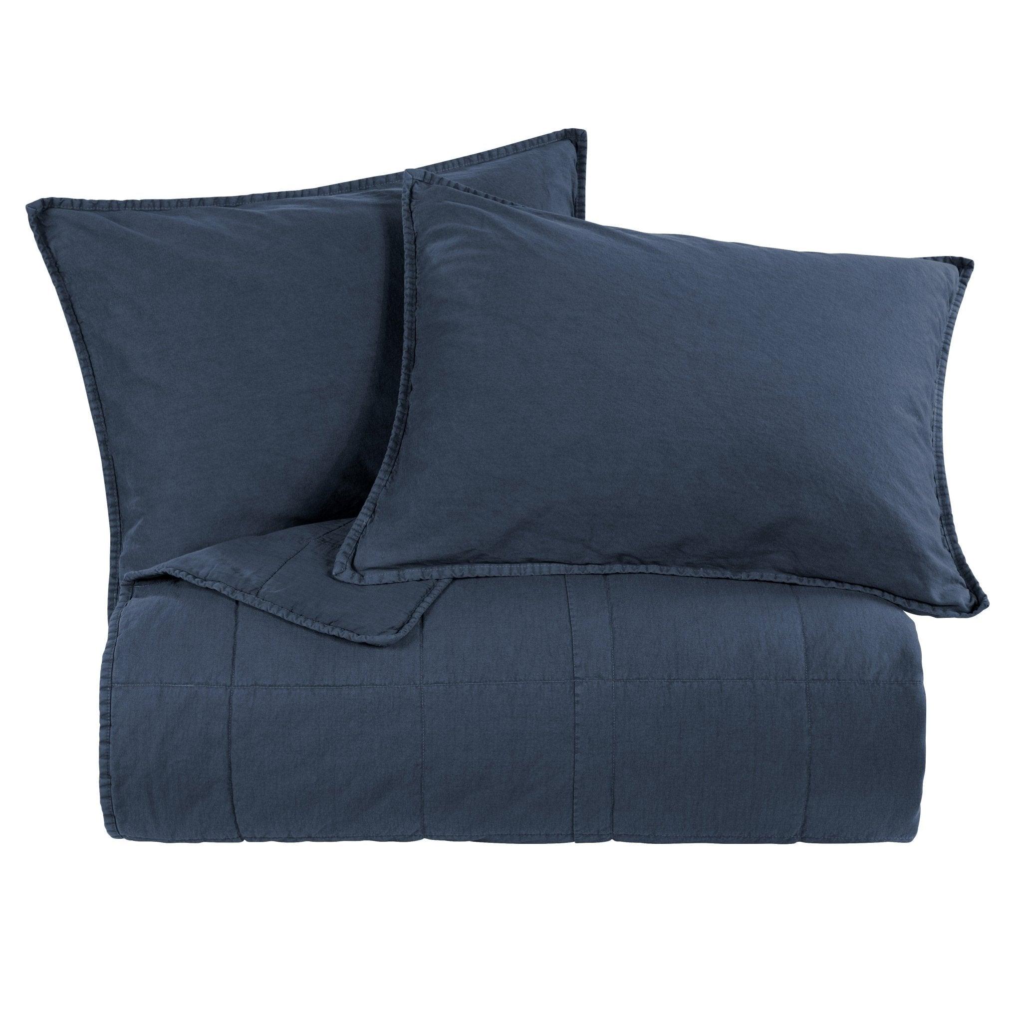 Dark Navy Blue Stonewashed Canvas Coverlet - Your Western Decor