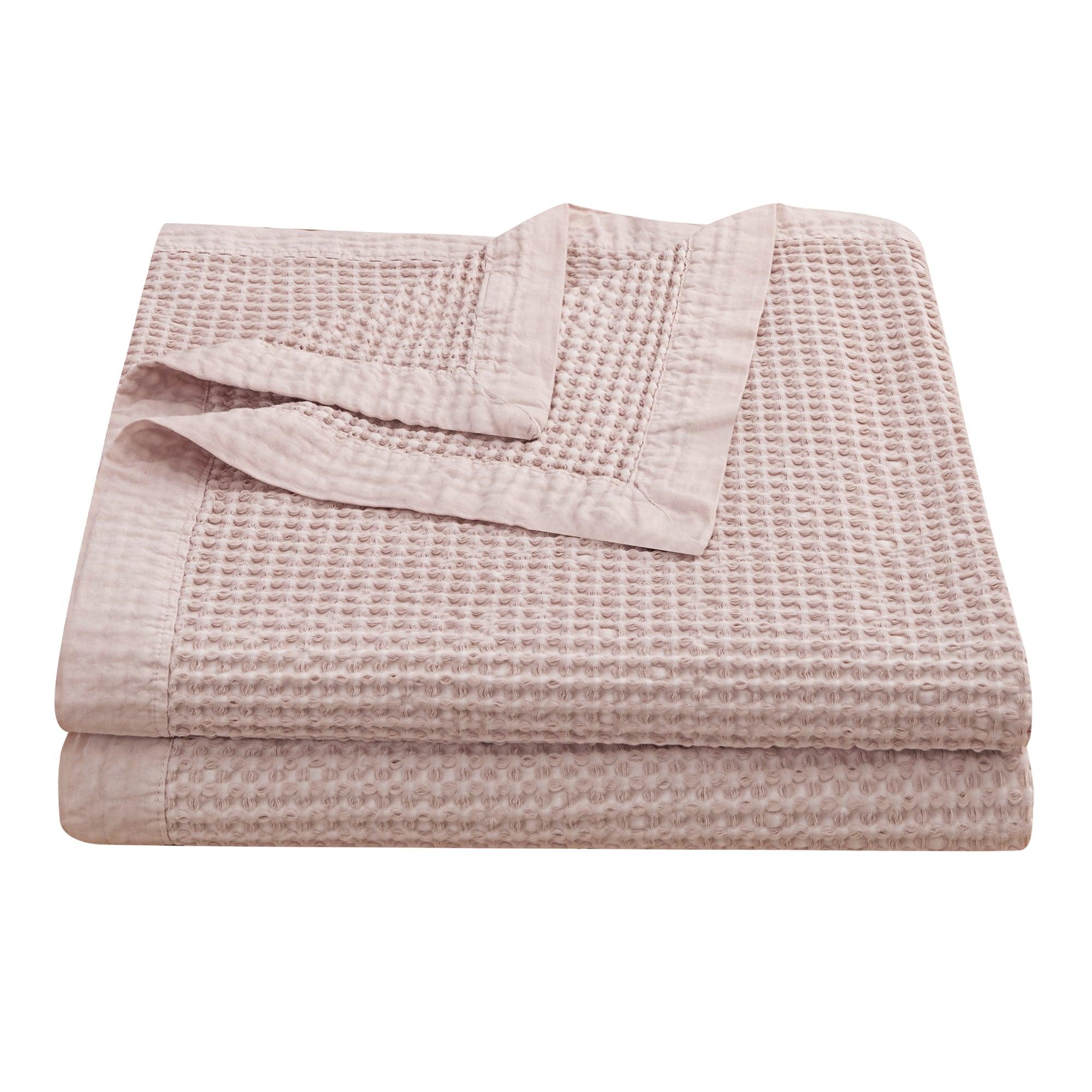 Waffle Weave Cotton Coverlet in light pink - Your Western Decor