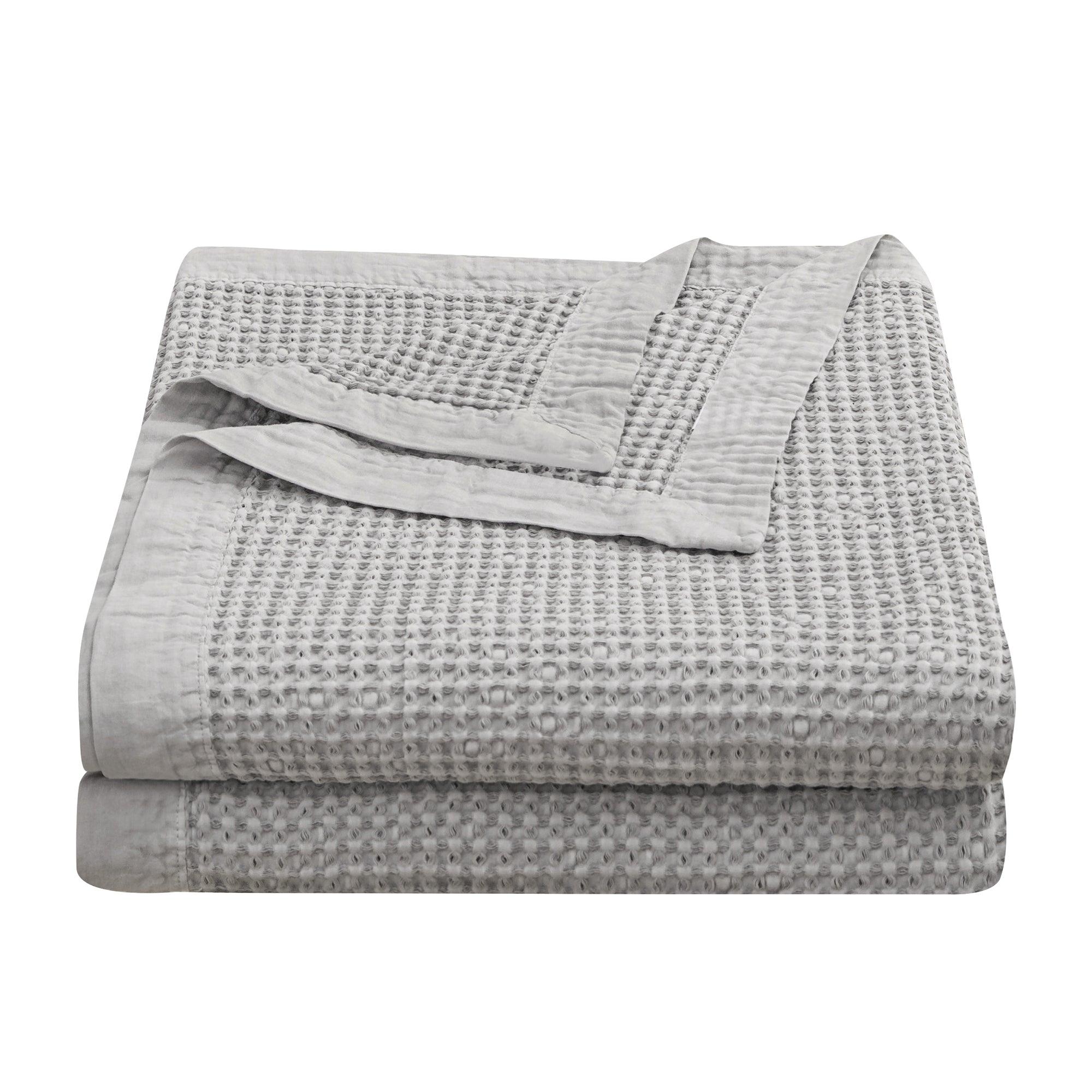 Waffle Weave Cotton Coverlet in light grey - Your Western Decor