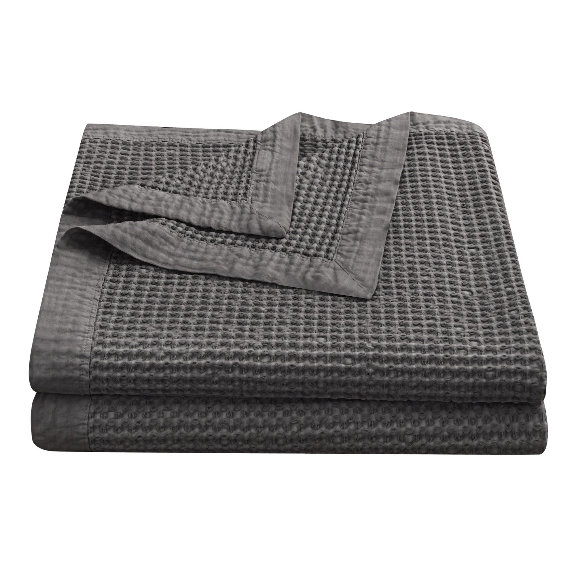 Waffle Weave Cotton Coverlet in slate - Your Western Decor