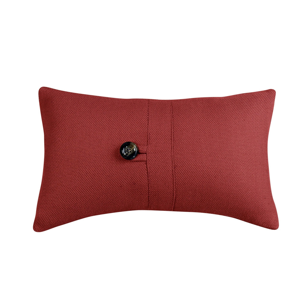 Red Oblong Button Accent Pillow - Your Western Decor