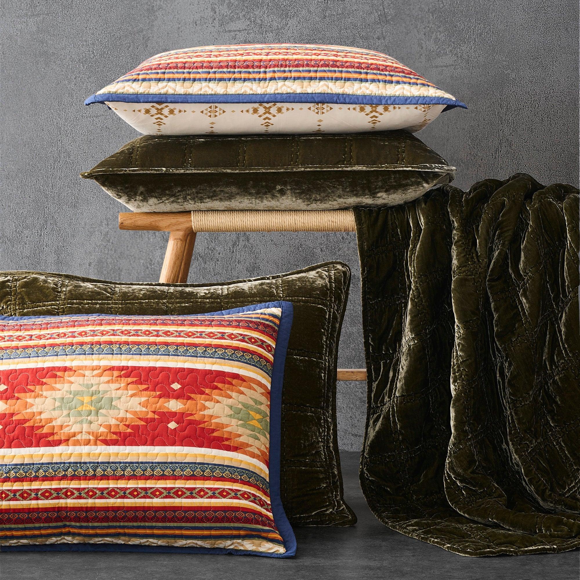 Vegas Box-Stitch Silk Velvet Quilt Set | Your Western Decor