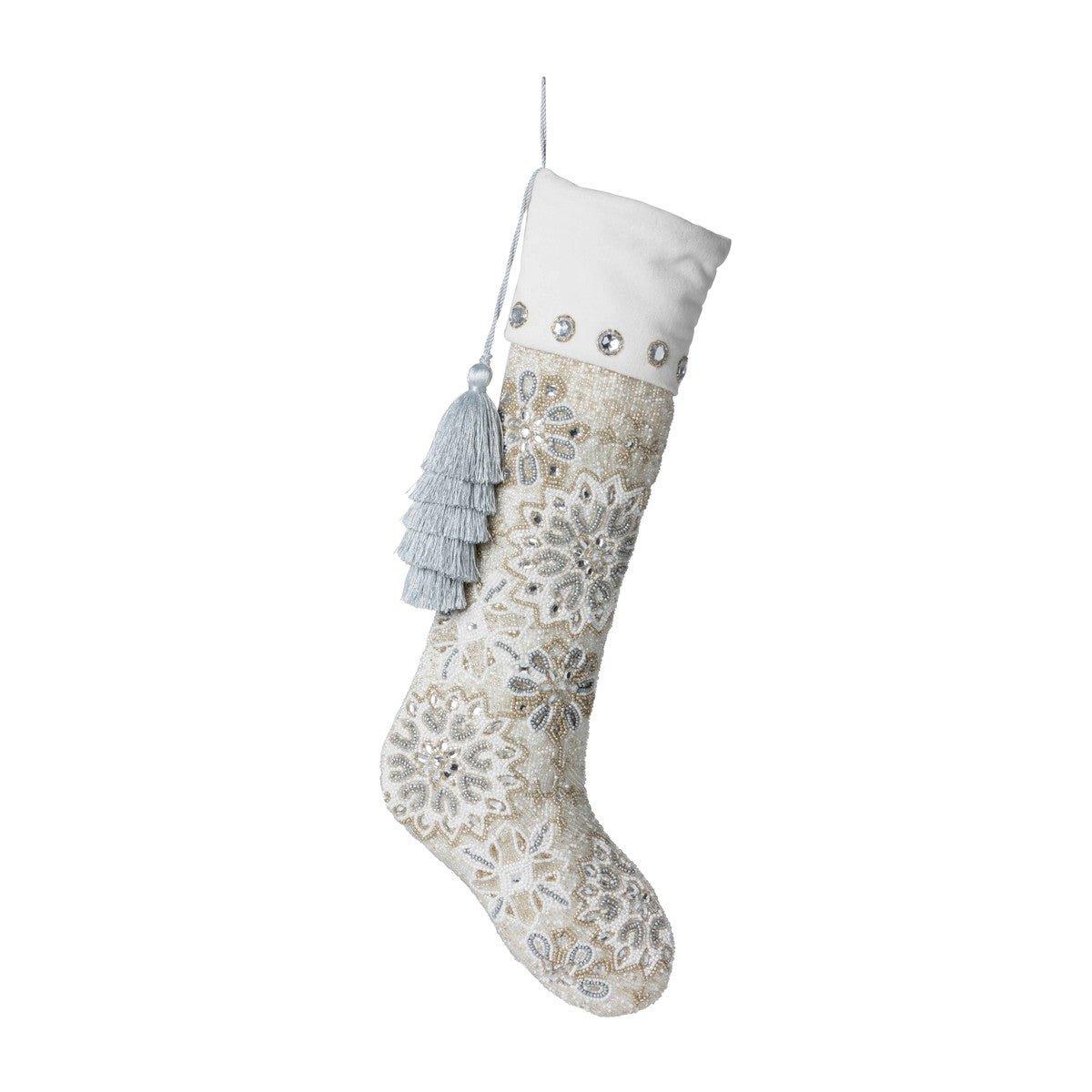 Frosty Flakes Beaded Stocking - Your Western Decor