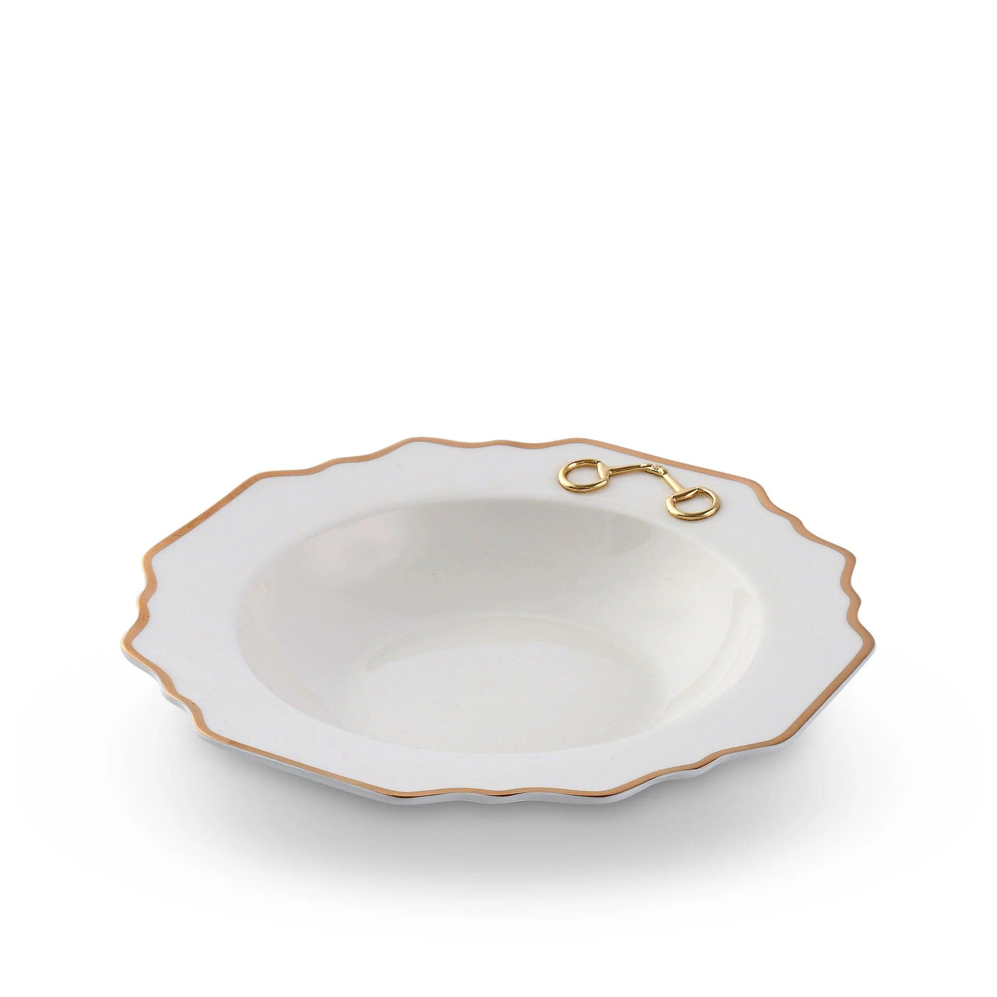 Snaffle Bit Gold Scallop Soup Bowl - Your Western Decor