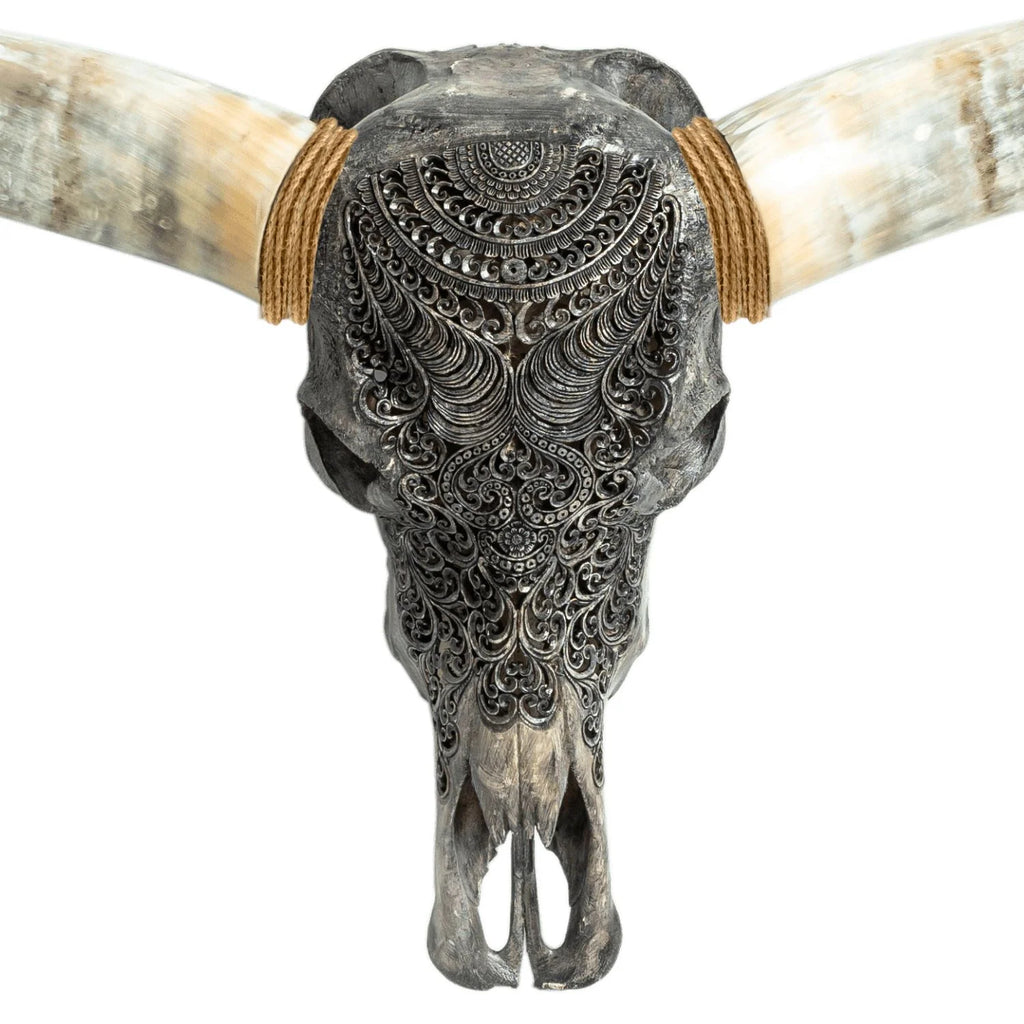 Boho Carved Longhorn Skull - Your Western Decor