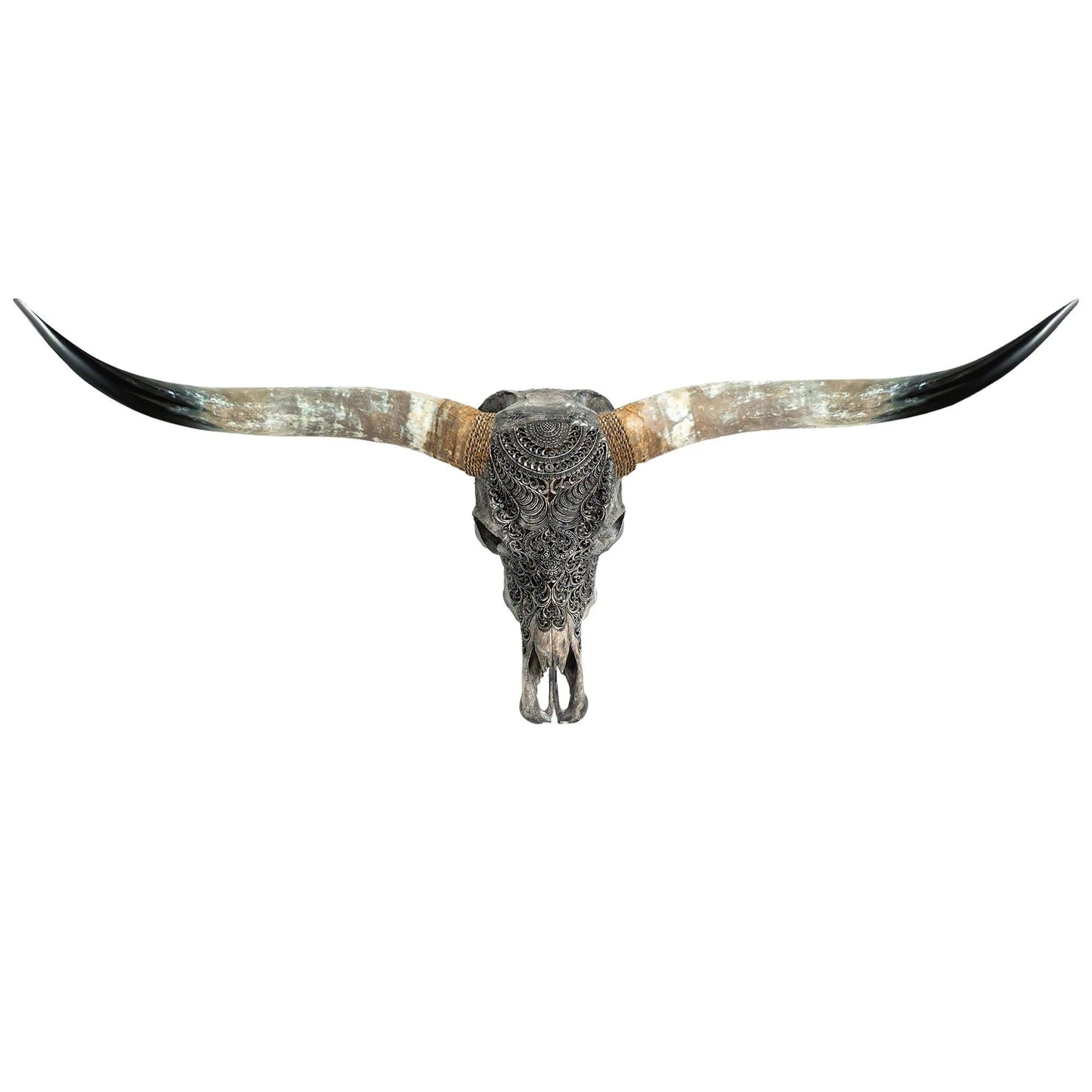 Boho Carved Longhorn Skull - Your Western Decor