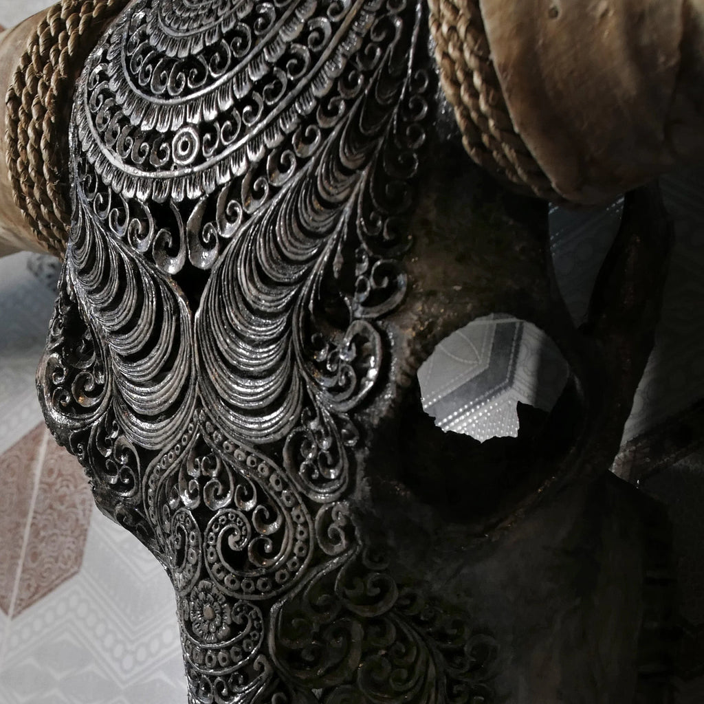 Boho Carved Longhorn Skull - Your Western Decor