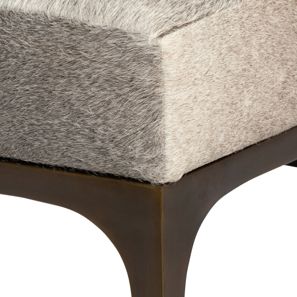 Grey Cowhide Square Ottoman - Your Western Decor