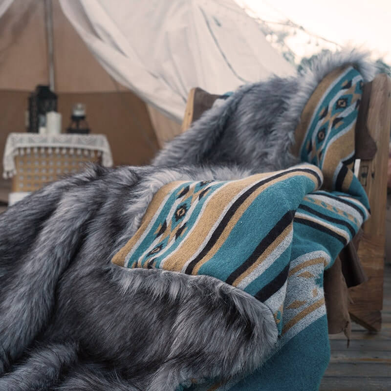 Faux Fur Aztec Blanket - Your Western Decor