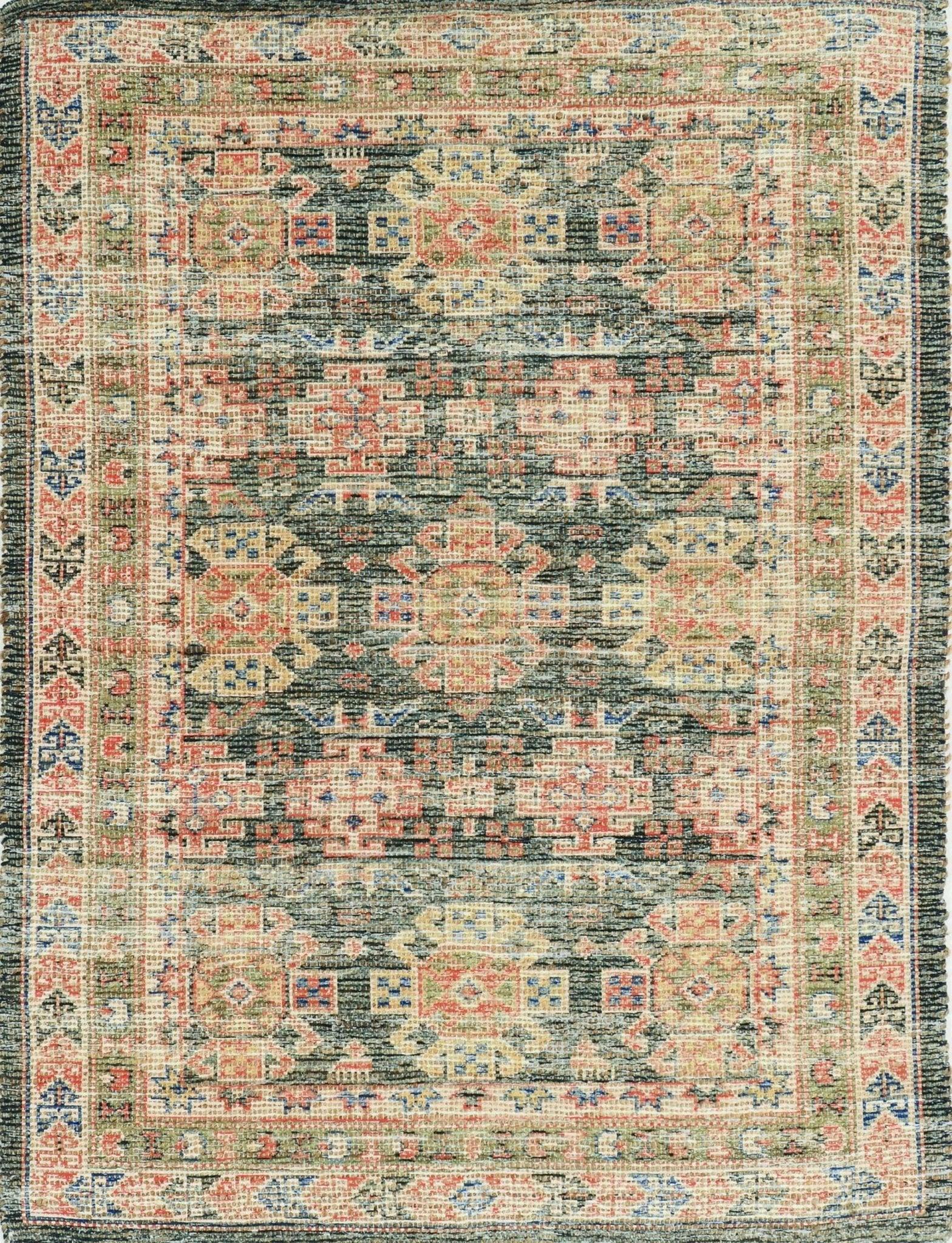 Charcoal and color print accent rug. Your Western Decor