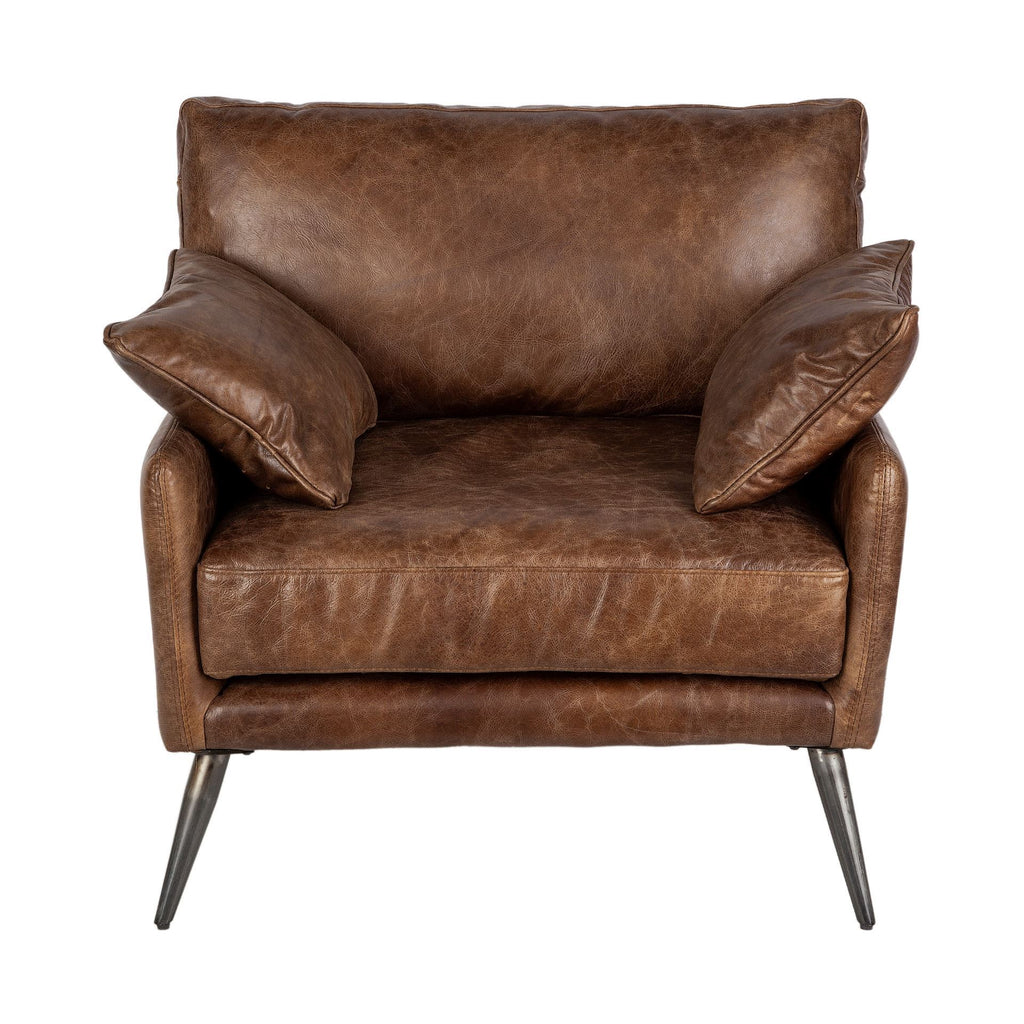 Espresso Brown Wide Leather Accent Chair - Your Western Decor