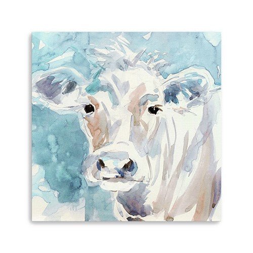 Watercolor Pastel Cow Canvas Art 30"x30" - Your Western Decor