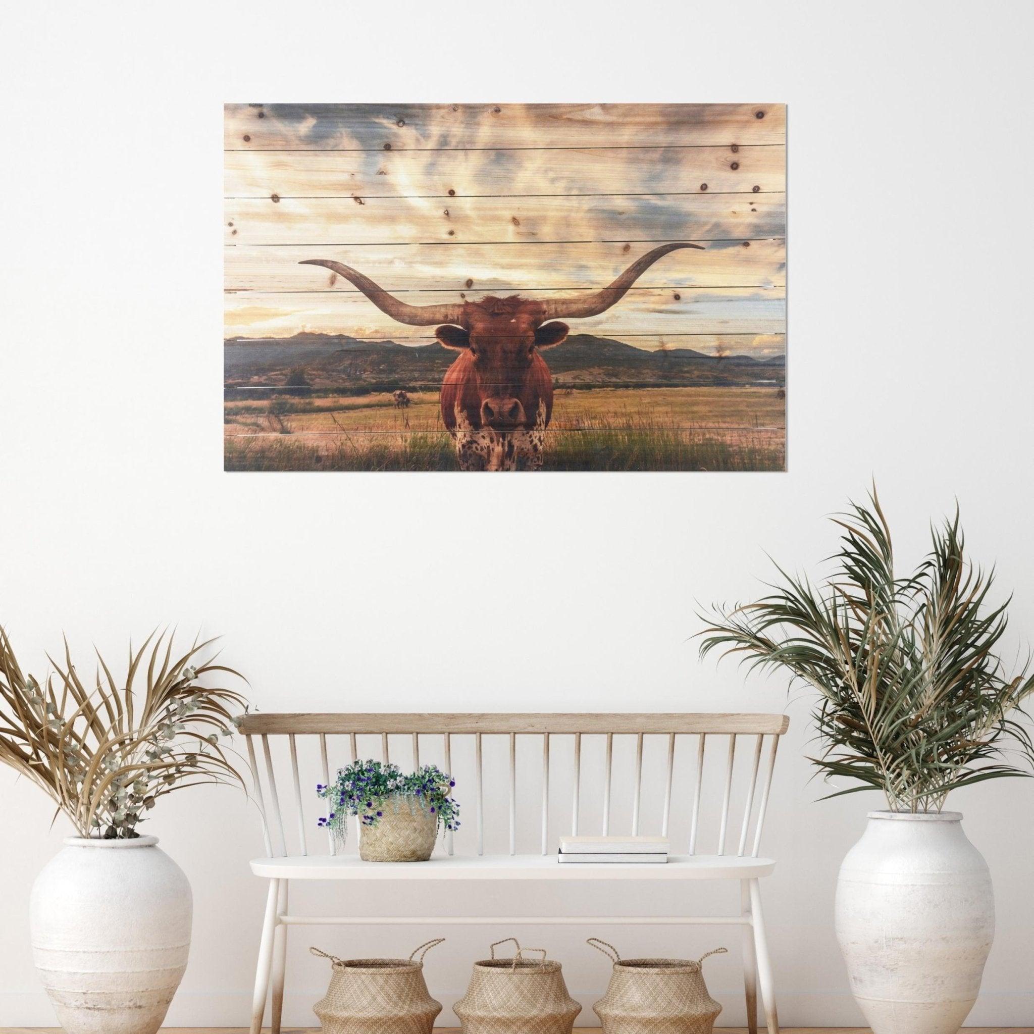 Wood Plank Longhorn Wall Art - Your Western Decor