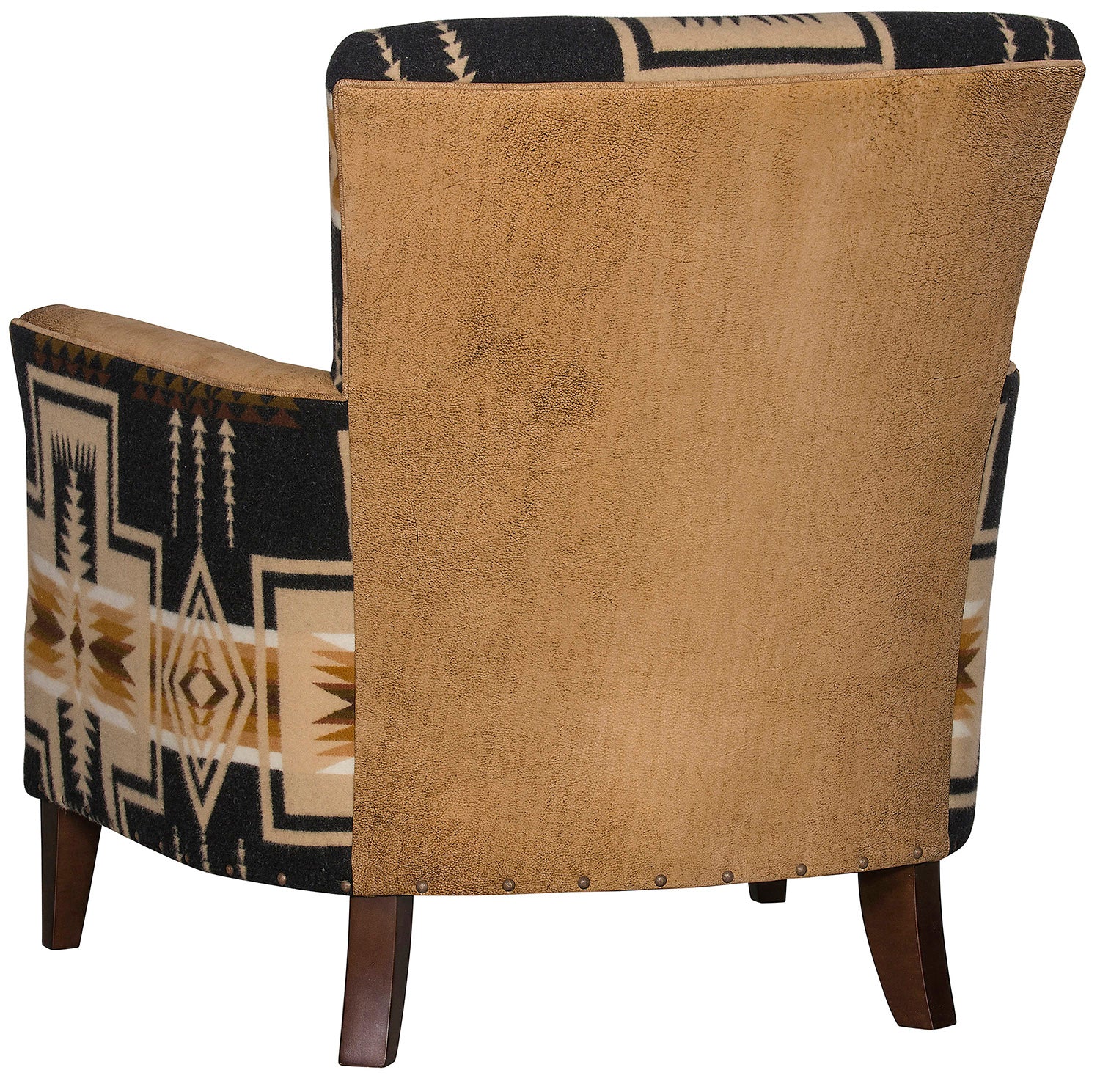 Pendleton harding fabric and leather chair back 