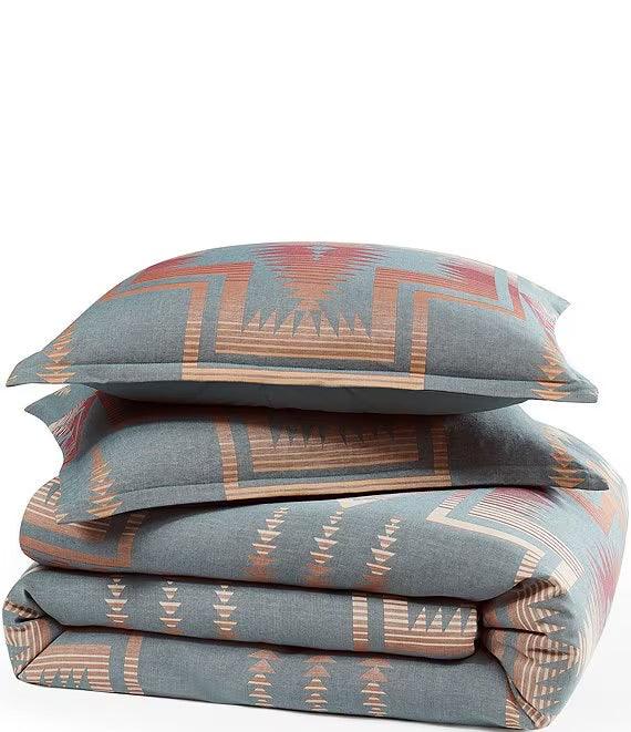 Harding Comforter Set - Pendleton Harding Pattern - Gray, Tan, Turquoise, Orange - 3 Piece Set - Your Western Decor