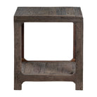 Hickory Square End Table - Dark wood Stain - Bottom Shelf - Your Western Decor