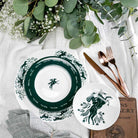 Hold Your Horses Plate Set in green and white with horse and rider - Your Western Decor