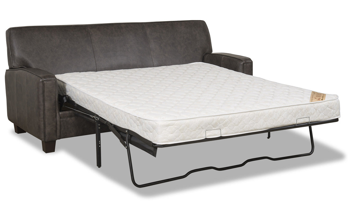 Mattress with dark grey leather sleeper sofa - Your Western Decor